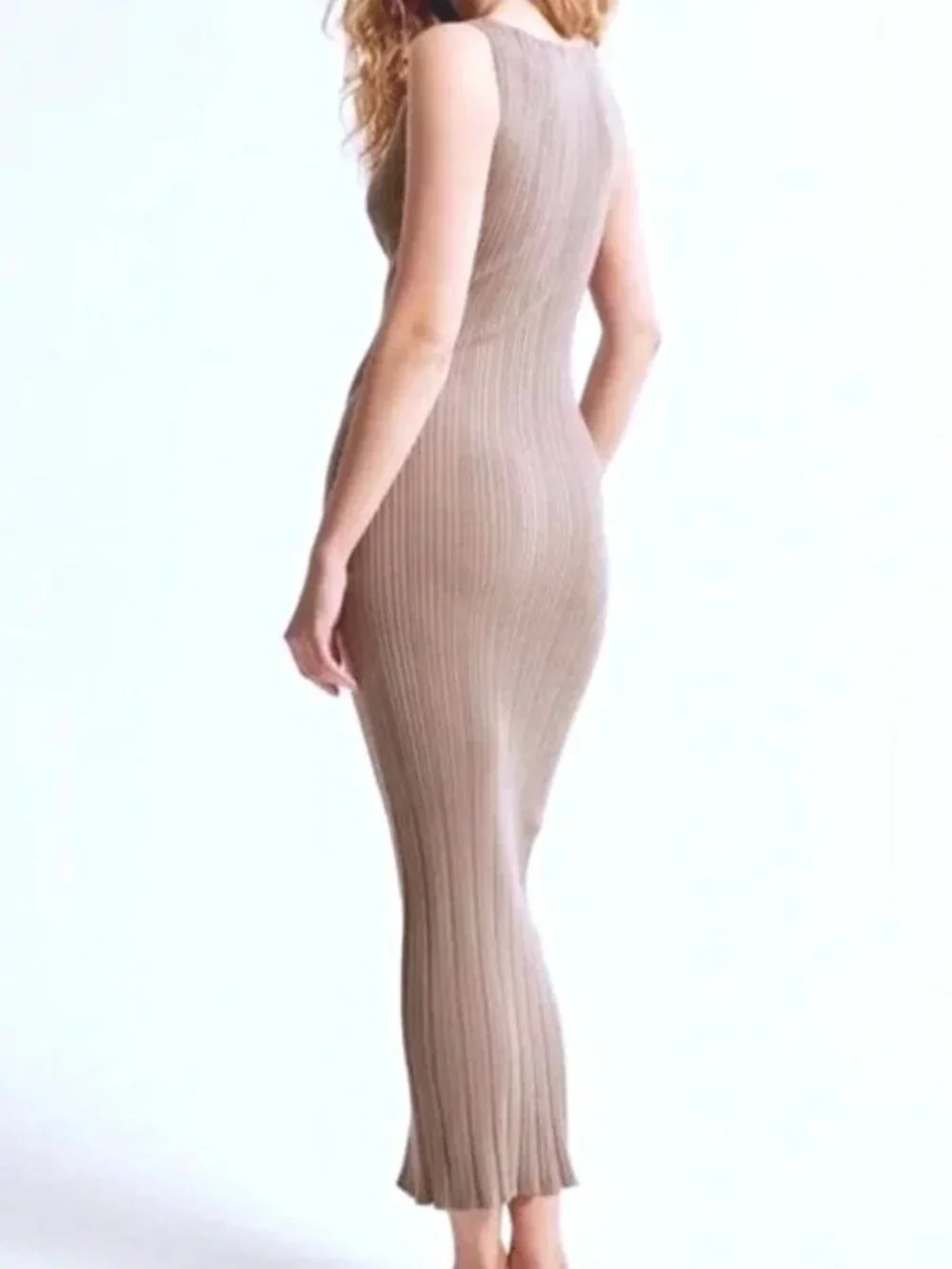 TALL Sleeveless Slash Neck Ribbed Knit Maxi Dress